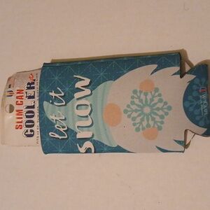 Let it snow Slim Can Cooler NWT Made in USA fits 12 oz
